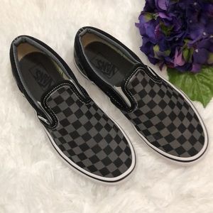 Vans Classic Slip-On black and gray checkered sneakers size 3